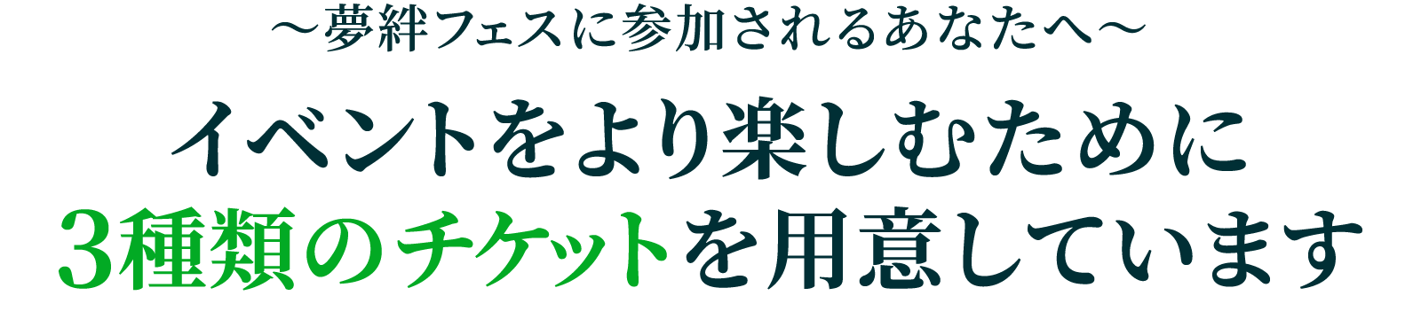 3種類のチケットをご用意しております A席/S席/VIP席